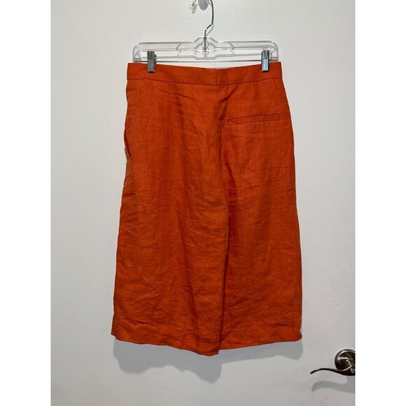 COS Shorts Womens Size 6 Coral Orange High Wasit 100% Linen cropped Pants - Picture 3 of 10